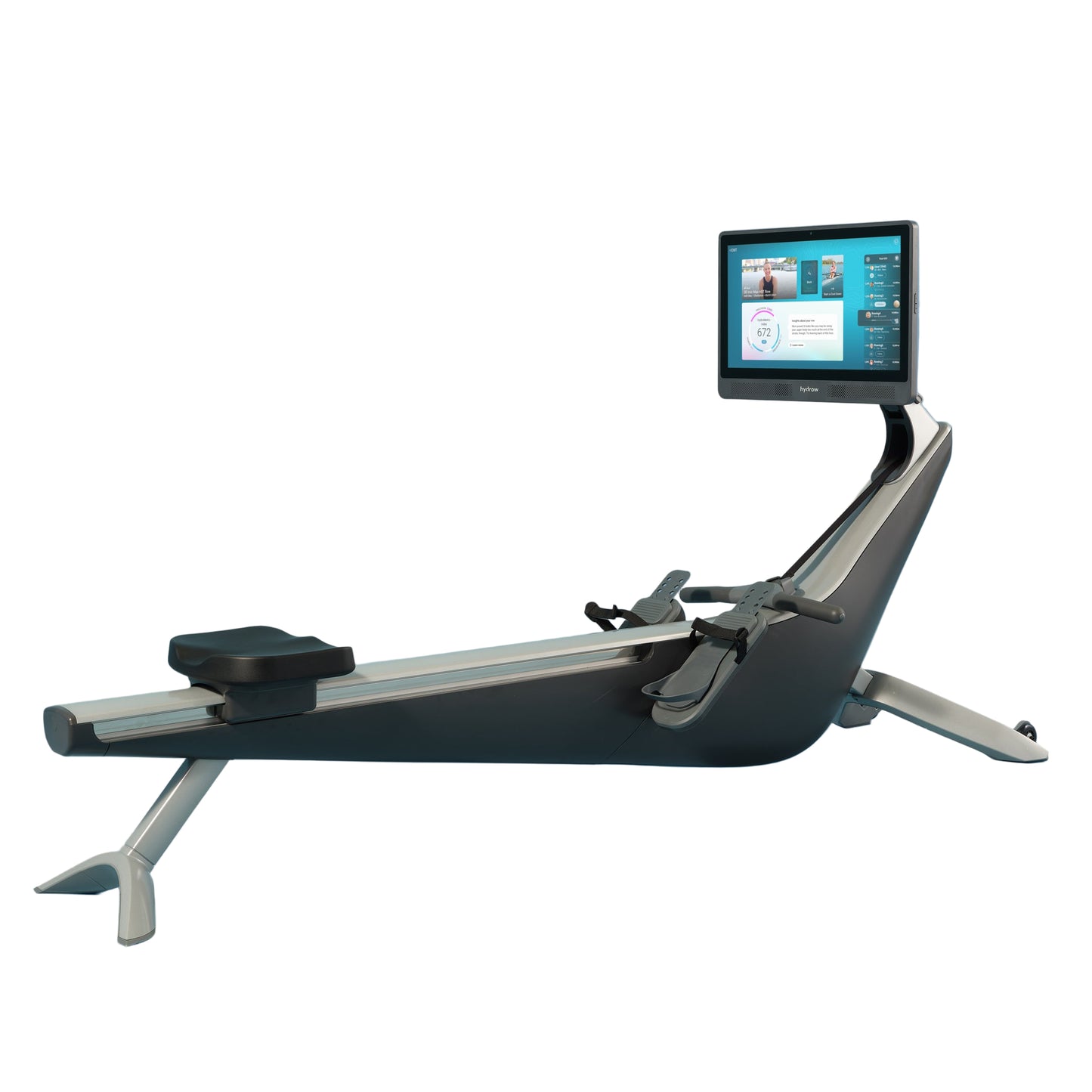 Rowing machine with a digital display on a white background