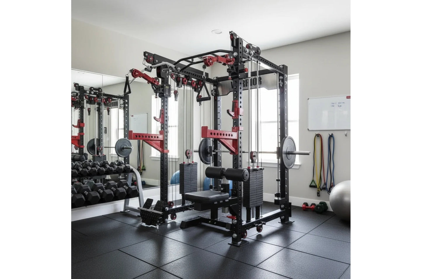 Warrior 3.5 Cable Crossover Pulley Power Rack Gym System w/ Lat Pulldown