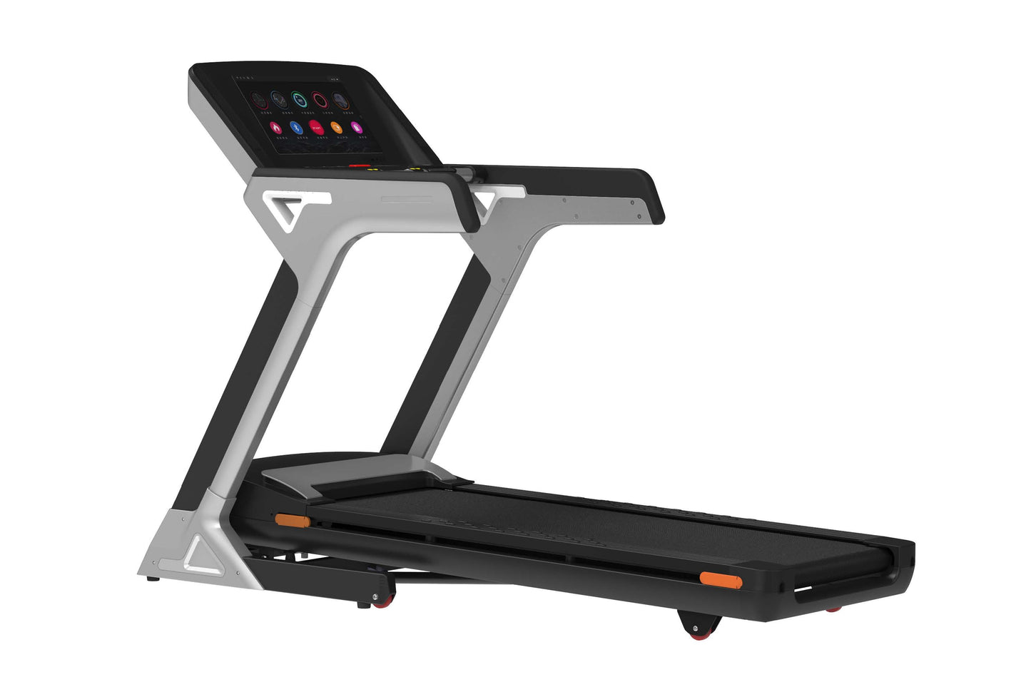 California Fitness Malibu 6T heavy-duty folding treadmill with gray and black frame, black running belt, touch console displa