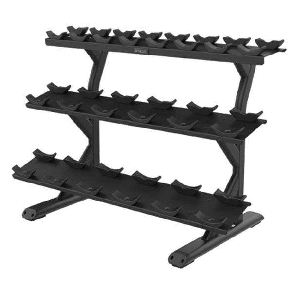 Precor Vitality Series 3-Tier, 10-Pair, Saddle Tray Dumbbell Rack