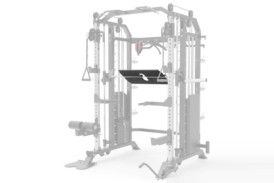 Warrior 801 all-in-one functional trainer cable crossover home gym with Smith machine frame, black foot platform, and multipl
